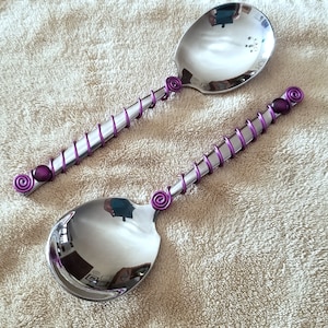 Elegant Large Wire Wrapped Serving Spoon, Wire & Beaded Serving Spoon, Hostess Gift