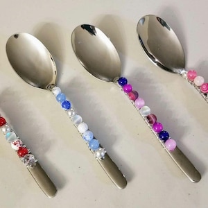 10 1/4&quot; Large Beaded Serving Spoon, Large Wired Serving Spoon with Beads