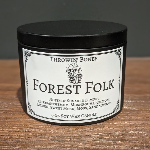 Forest Folk Soy Candle | Mushroom + Moss Scent | Fairycore Candle | Magick Candle | Goth Candle | Horror Candle | Spooky Decor | Handmade