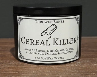 Cereal Killer Soy Candle | Gothic Home Decor | Handmade Vegan Candle | Dark Aesthetic Decor | Spooky Decor | Halloween Candles | Goth Gifts