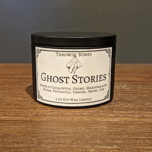 Ghost Stories Soy Candle | Campfire + Mashmallow Scent | Fall Candle | Goth Candle | Horror Candle | Spooky Decor | Handmade | Magick Candle
