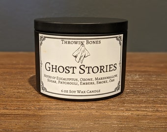 Spookverhalen | Handgemaakte sojakaars | Kampvuur + Marshmallow-geur