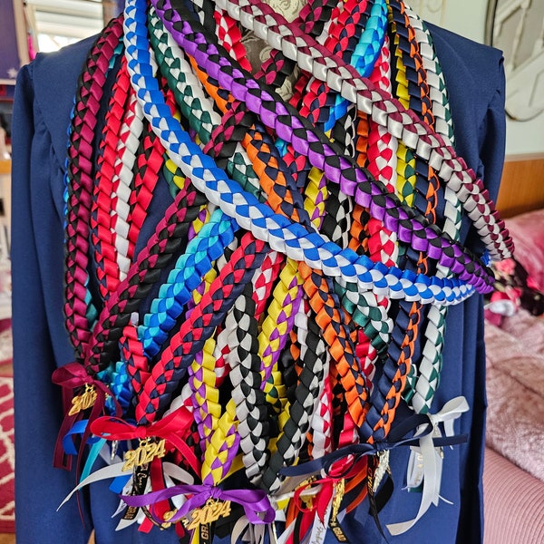 Beautiful Handmade 2024 Graduation Braided Leis in 1 or 2 colors-your choice!