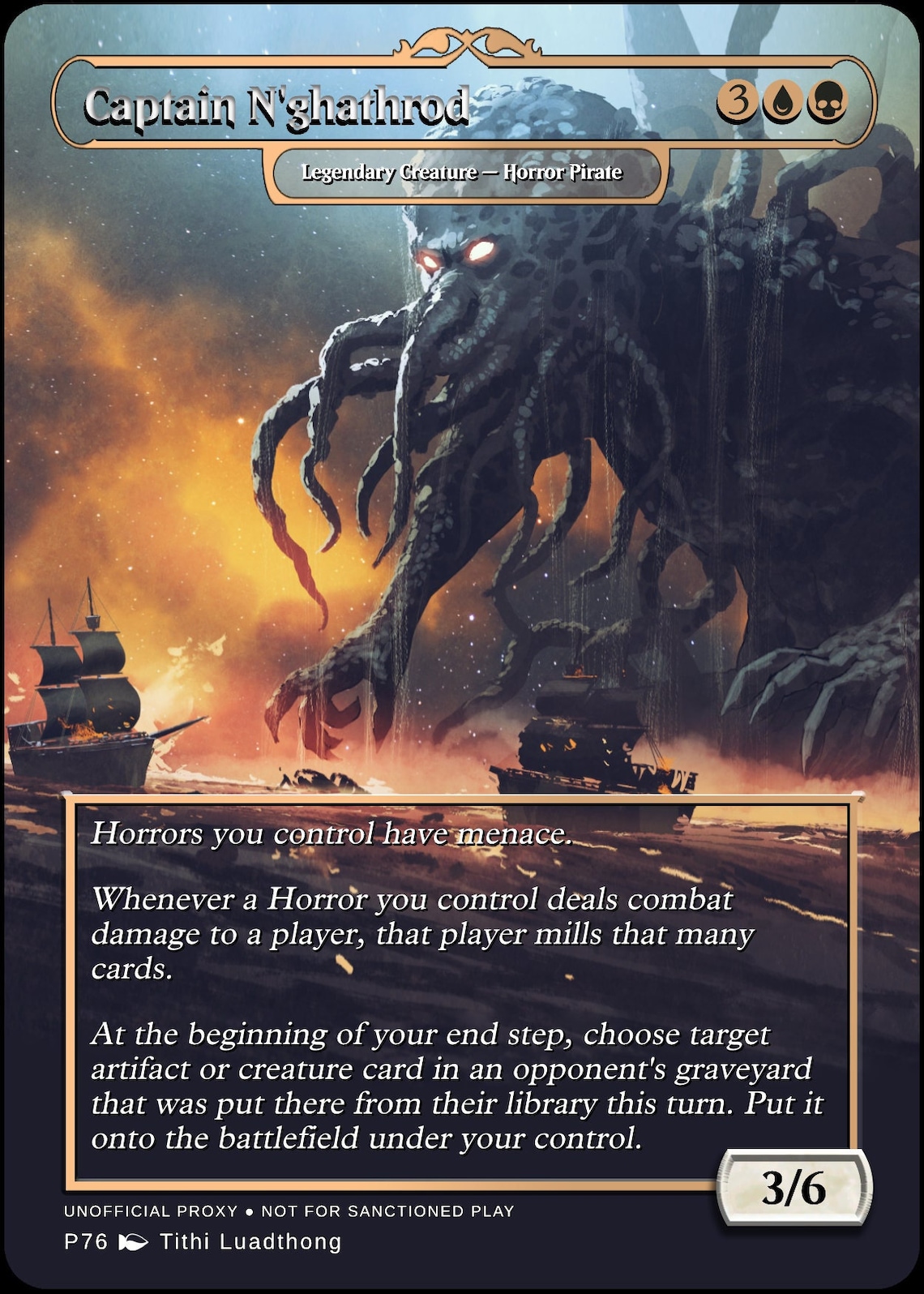 Captain N'ghathrod. Custom MTG Full Art Proxy Foil. Buy 1 Etsy