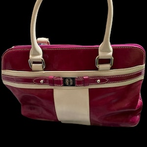 Giani Bernini Vintage Red Leather Shoulder Bag/snap Closure 
