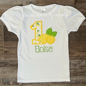 Personalized Girls Birthday Shirt/Lemon Lemonade Stand/Embroidered Top/Photo Shoot Blouse/Birthday Party Gifts/Number Birthday Shirt