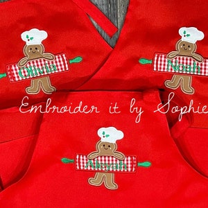 Personalized Kids Childs Apron/Gingerbread Man Rolling Pin Baker/Birthday Christmas Gifts/Holiday Baking Cookies