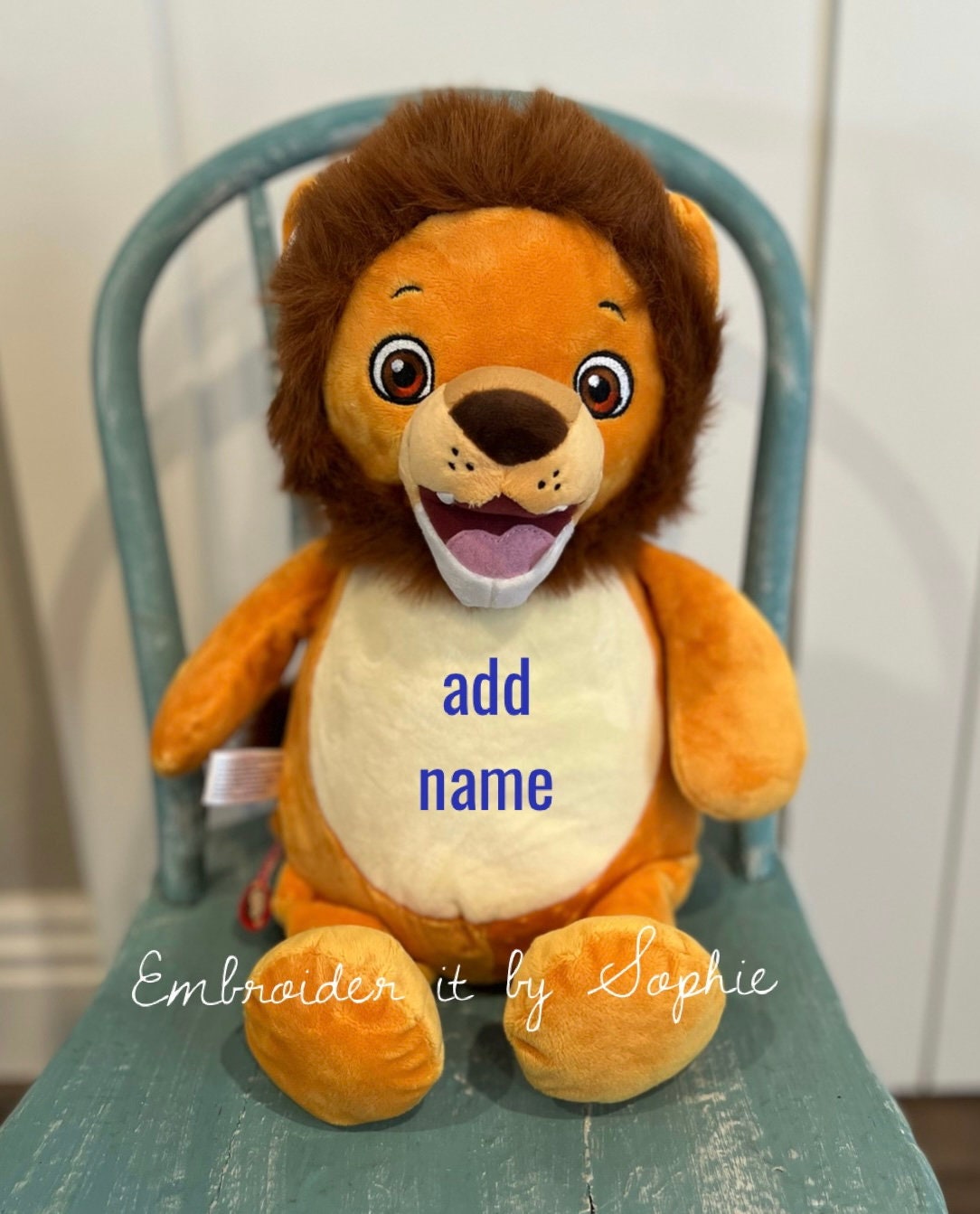 Custom Embroidered Stuffed Lion Cubbie Monogrammed Lion Numbutu Lion Cubbie 