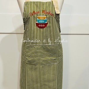 Personalized Womens Striped Apron/Retro Kitchen Mixing Bowls/Mother&#39;s Day Gift/Birthday Gifts for Her/Baking Cooking Apron