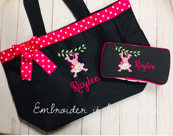 Conjunto personalizado de bolsos de mano de bebé de mono y