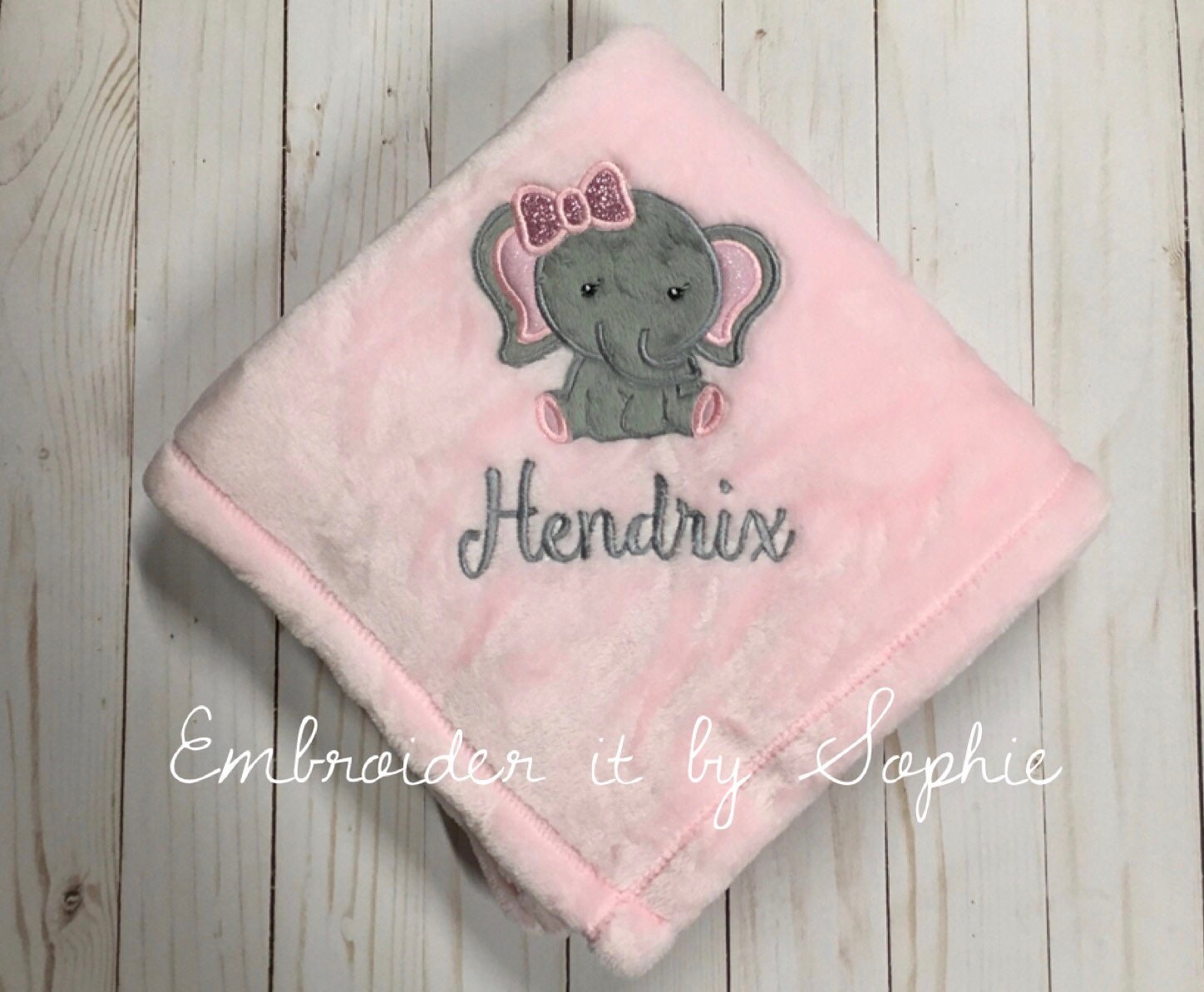 Personalized Baby Girl Elephant Blanket/baby Shower Etsy