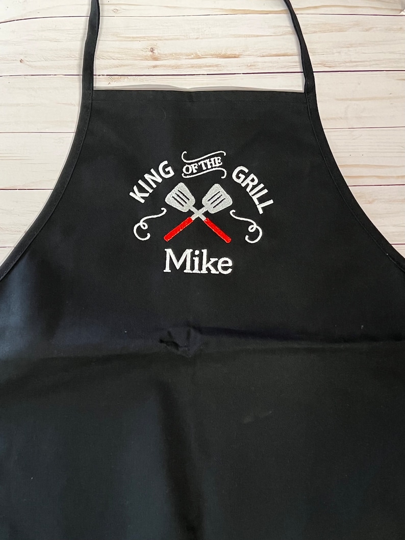 Personalized Black Chef Apron/king of the Grill/bbq Smoker Etsy