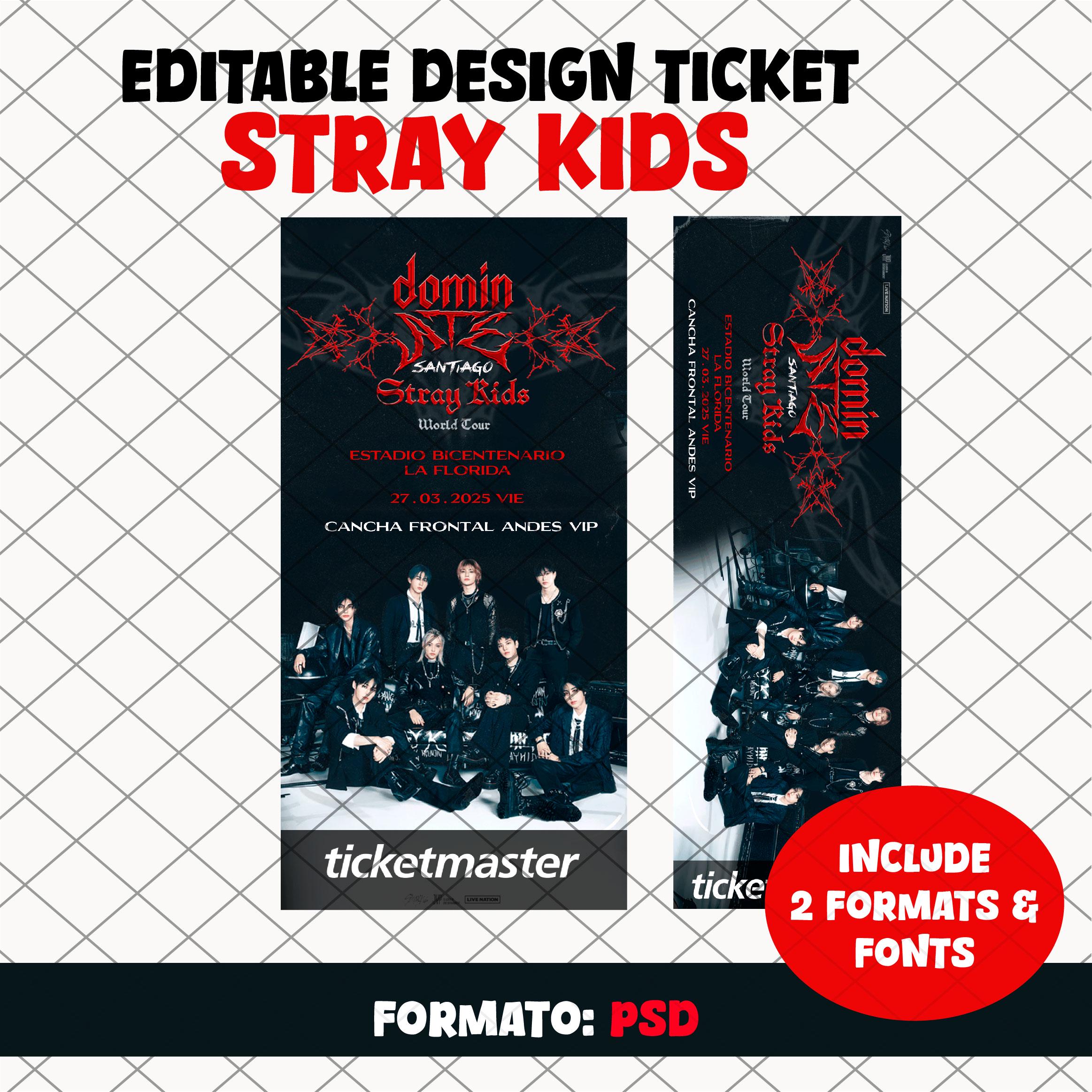 Editable Ticket Stray Kids Tour Dominate PHOTOSHOP - Etsy
