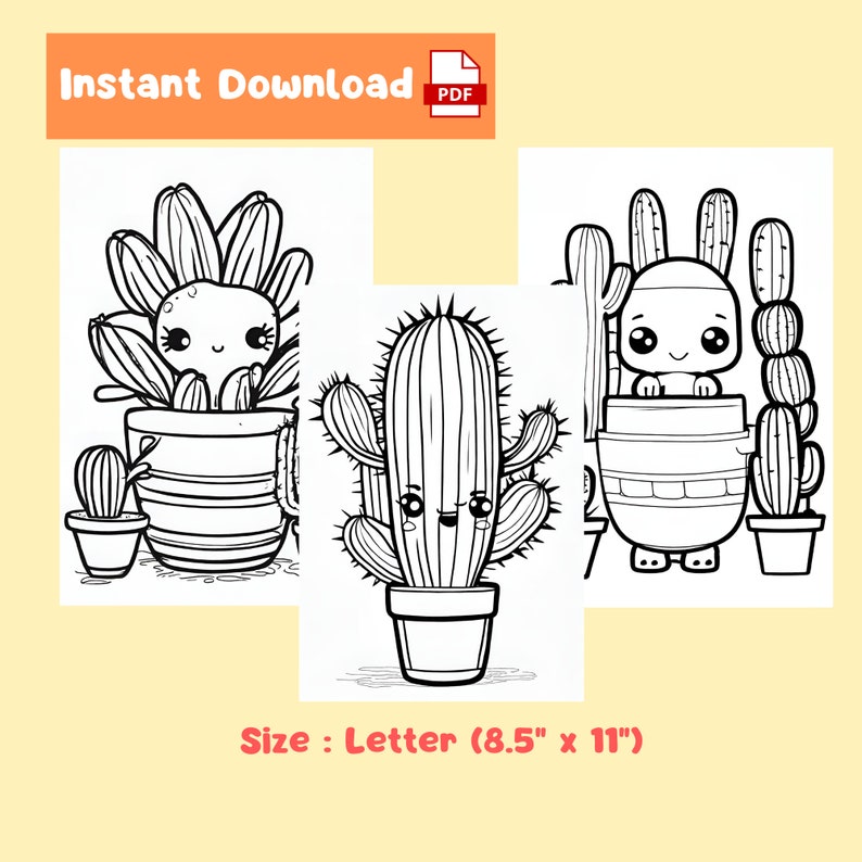 Kawaii Cute Cactus Coloring Pages Printable 75 Page For Kids And 