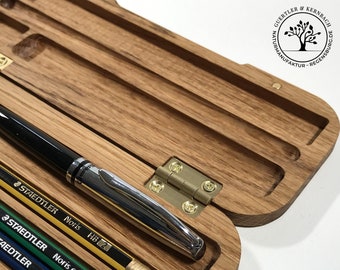 Pen case, oak pen case, high-quality solid wood, handmade, pencil case, box, casket, gift, Naturmanufaktur Regensburg