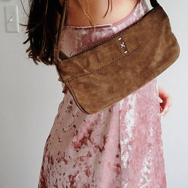 J Crew 90s bag, Brown Suede Purse