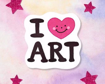 I Love Art Vinyl Sticker | Glossy Water Resistant Laptop Decal