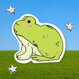 Big Green Frog Vinyl Sticker | Cute Frog | Illustrated Die Cut Stickers