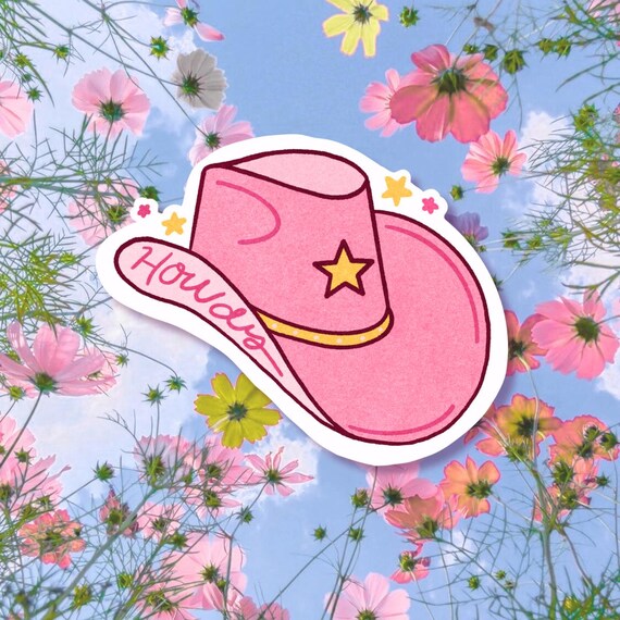 Pink Floral \'Howdy\' Cowboy Hat Howdy – Pink Cowboy Hat Art Print by Fy! main image 3