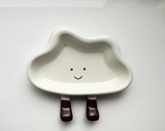 Ceramic Cloud Dipping Sauce Tray with Dangling Legs | Valentine, Galentine Gift for her