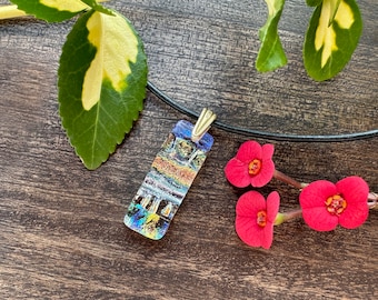 Necklace - Dichroic Glass Pendant with Silver or Gold