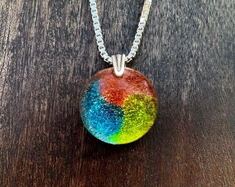 Mandala Necklace - Dichroic Glass with Silver or Gold