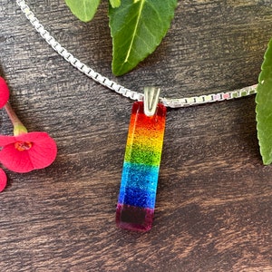 Rainbow Necklace - Dichroic Glass with Silver or Gold