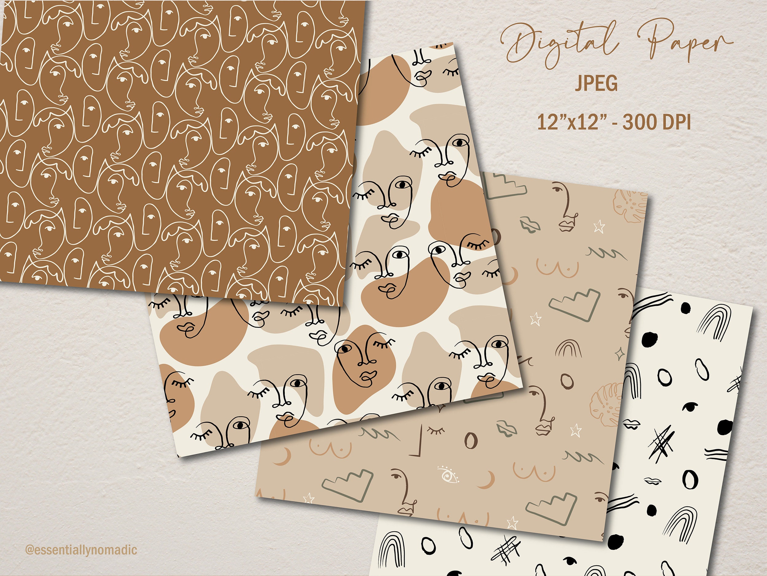 Abstract Digital Paper Line Art Seamless Patternmodern - Etsy