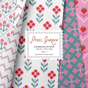 Floral Digital Paper Pack im skandinavischen Stil, geometrische nahtlose Muster für Stoffdesign, wiederholbare Drucke Tapete, Sammelalbum