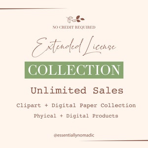Uitgebreide commerciële licentie voor collectie van cliparts en afbeeldingen, commercieel gebruik-1 listing – digitale download – onbeperkte fysieke producten