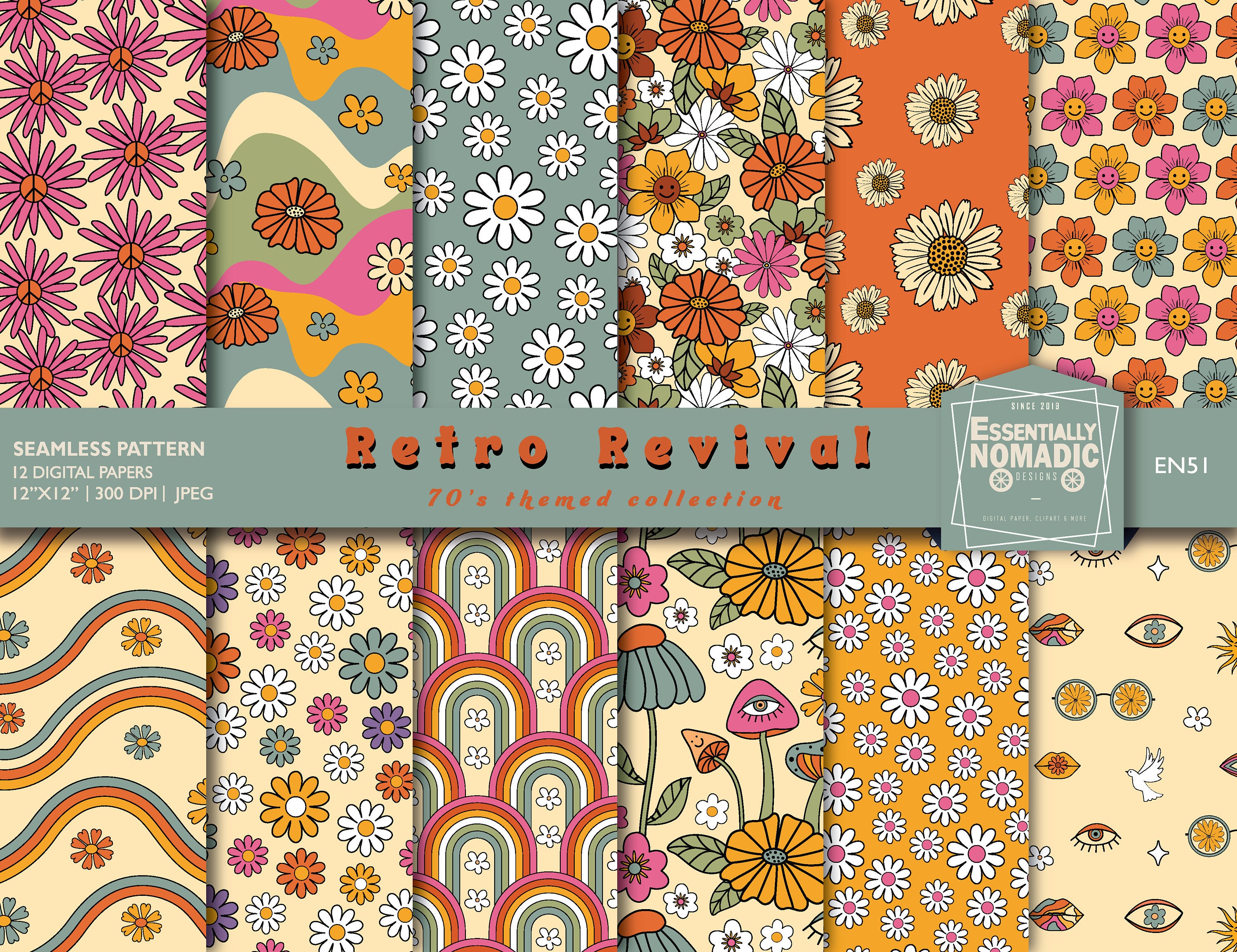 アンティーク雑貨 MAC Super Vintage Fabric 70s 70s Retro Pattern