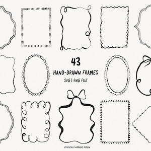 Whimsical Frames Clipart Svg Png – Hand-drawn Coquette Bow Wavy Squiggle Invitation Borders for Wedding Bachelorette Party, Canva Editable