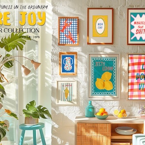 La Dolce Vita, Colorful and Vibrant Summer Poster Collection. Food Art, Fish Art, Flowers and Fruits in Risograph effect Printable art. Editable Digital Download files