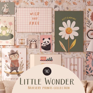 90 minimalistische kinderkamer muurkunst set, kinderposterbundel, speelkamerdecor, kleine meisjes jongens galerijmuur, genderneutrale print, peuterafdrukken