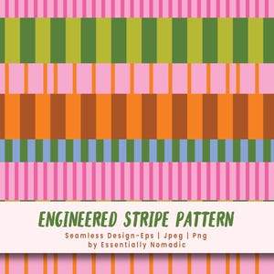 Colorful Bold Stripe Seamless Pattern Repeat File, Vibrant-Wide-Thin Stripe Background Fabric Print, Engineered Retro Stripes Digital paper
