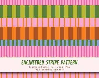 Multicolor Bold Stripe Seamless Pattern Repeat File, Vibrant-Wide-Thin Striped Background Fabric Print, Color Block Bands Digital paper