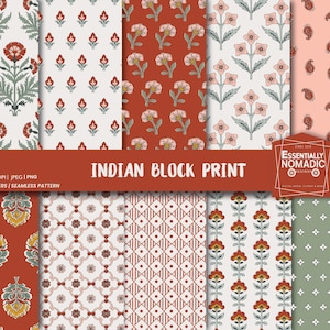 Indische Handgemachte Blockdruck-Blumenmuster-Muster, Damast-Blumen-Wiederholungsdruck-Digitalpapier, Textildruck, indische Blockdruck-Tapete