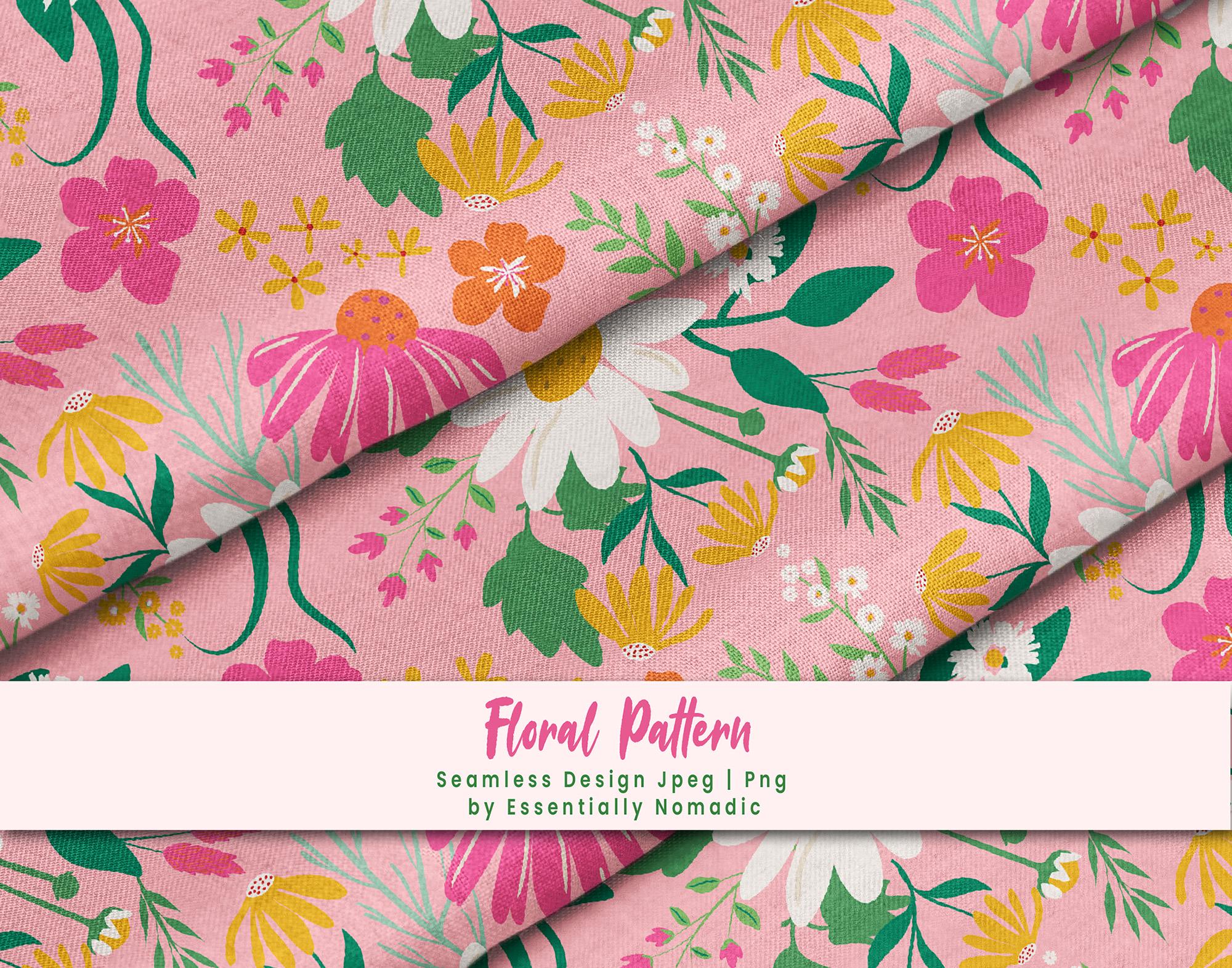 Pink Daisy Print Pink Daisy Seamless Pattern, Spring Floral Digital Paper, Wildflower ...