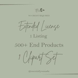 Extended Commercial License Clipart, No Credit Required 1 Listing Instant Digital Download