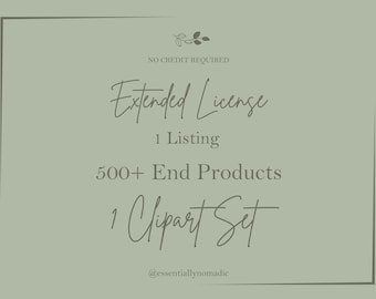 Extended Commercial License Clipart, No Credit Required 1 Listing Instant Digital Download