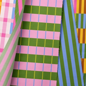 10 Colorful Stripes Digital Paper-Fabric print, Vibrant Checkered Seamless Pattern, Wide Stripe Background, Preppy Vintage Pattern Repeat image 2