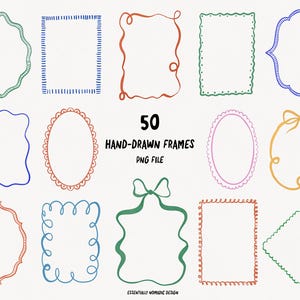 Aquarel grillige frames clipart png – handgetekende coquette strik golvende kronkeling uitnodigingsranden voor vrijgezellenfeest bruiloft, canva