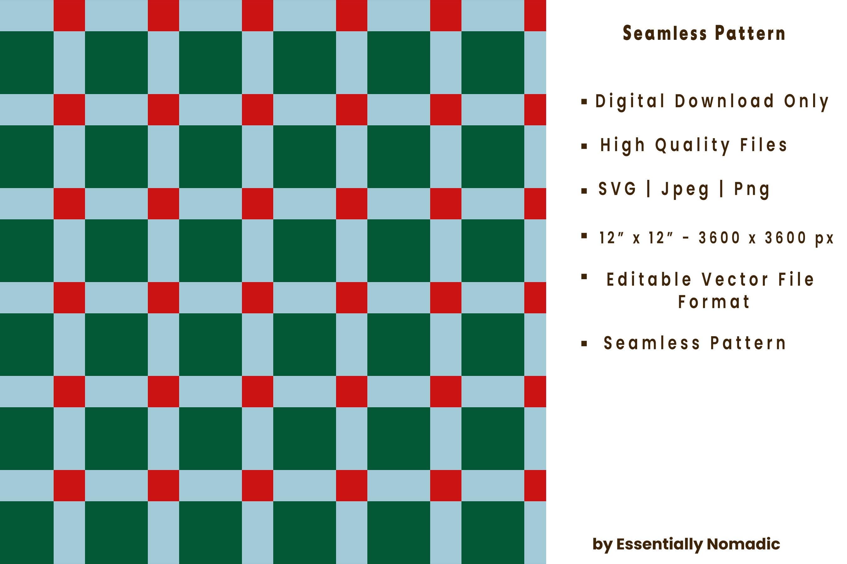 Checkered Digital Paper | Red Green Checks Seamless Pattern | Summer ...