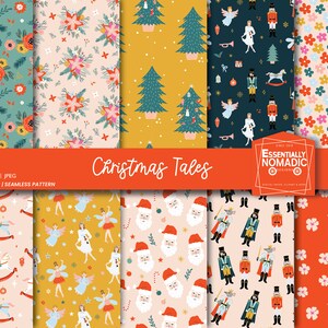 Papel digital quebra-nozes, Padrão sem emenda de Natal, Fundo de história de Natal, Quebra-nozes Rei Rato Bailarina Repetir Tecido Estampa