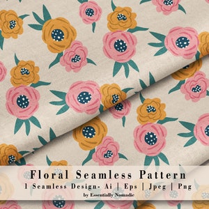 春の花柄シームレスパターン、花柄デジタルペーパーパステルカラー、繰り返しパターン生地、春夏パターンシームレス、商業用