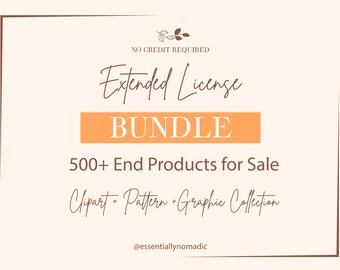 Extended Commercial License for BUNDLE - Pattern & Clipart Set, No Credit Required - 1 BUNDLE - Instant Digital Download - Commercial Use