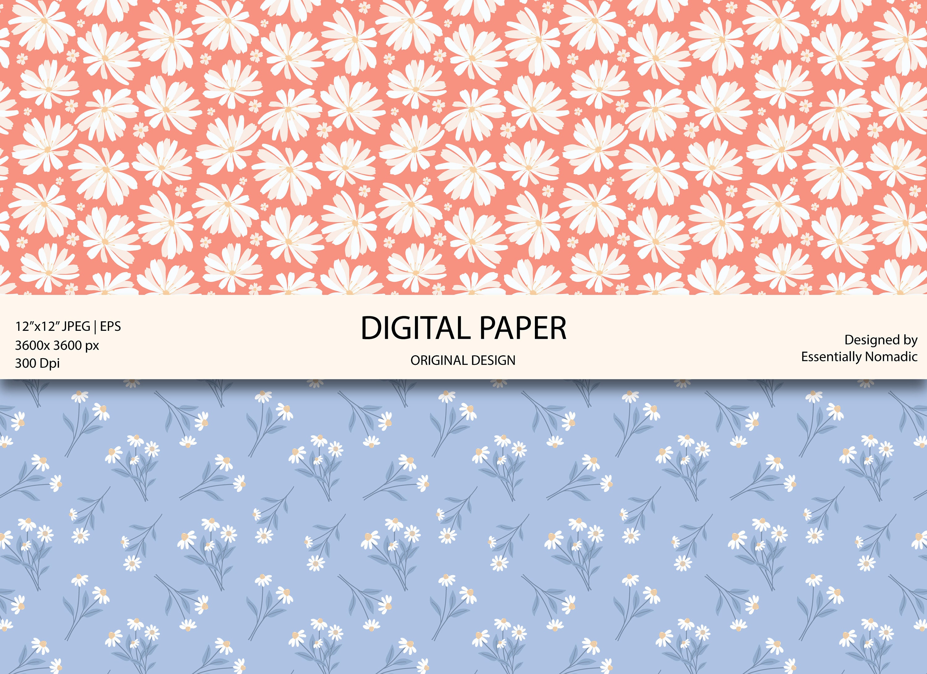 Spring Floral Digital Paper Pack, Pastel Flower Seamless Patterns ...