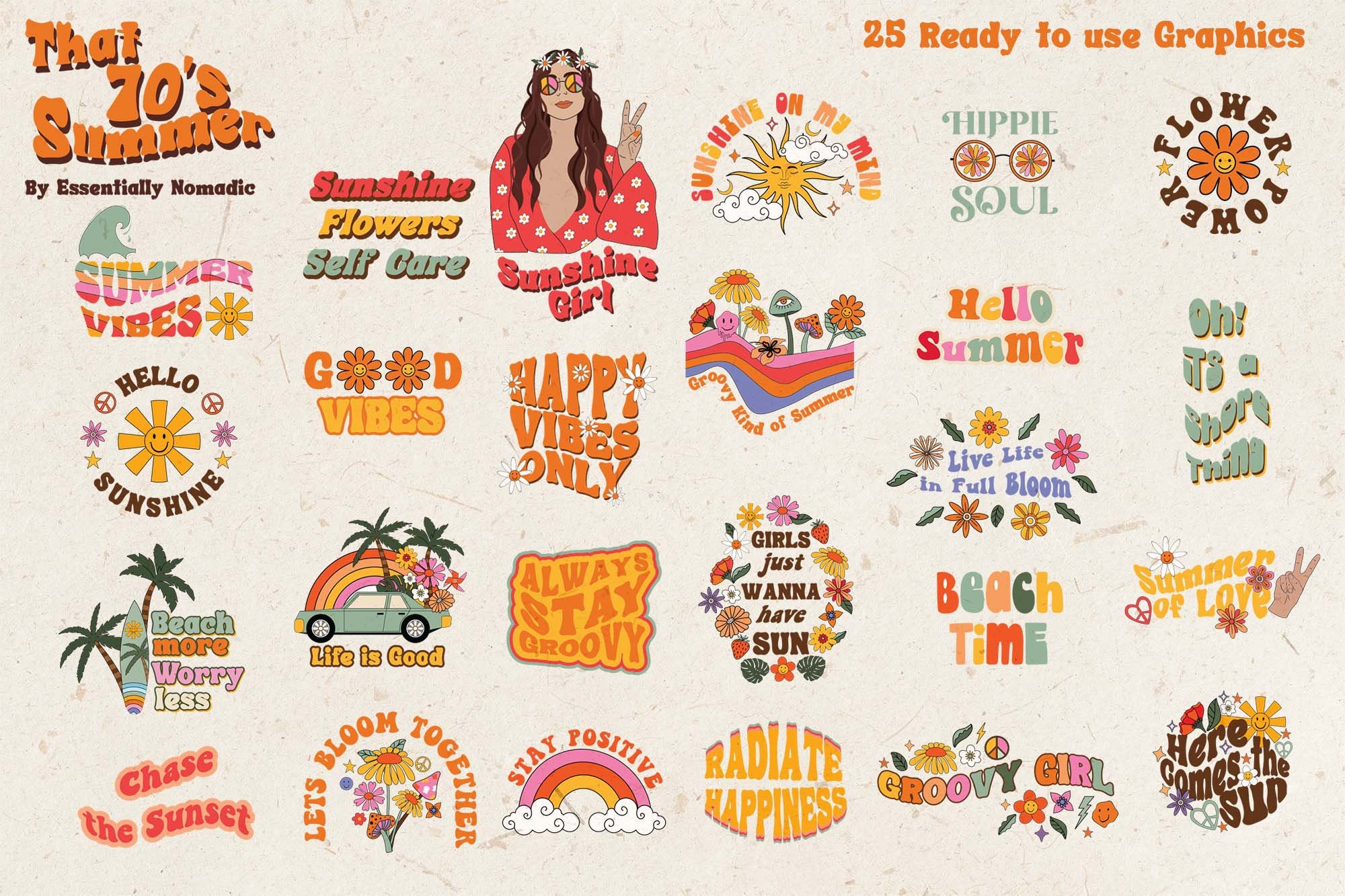 Decorative Stickers - 70s Summer Deco