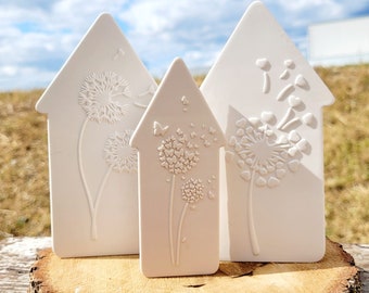 Silicone casting mold - great houses with dandelion motifs in 3 variations