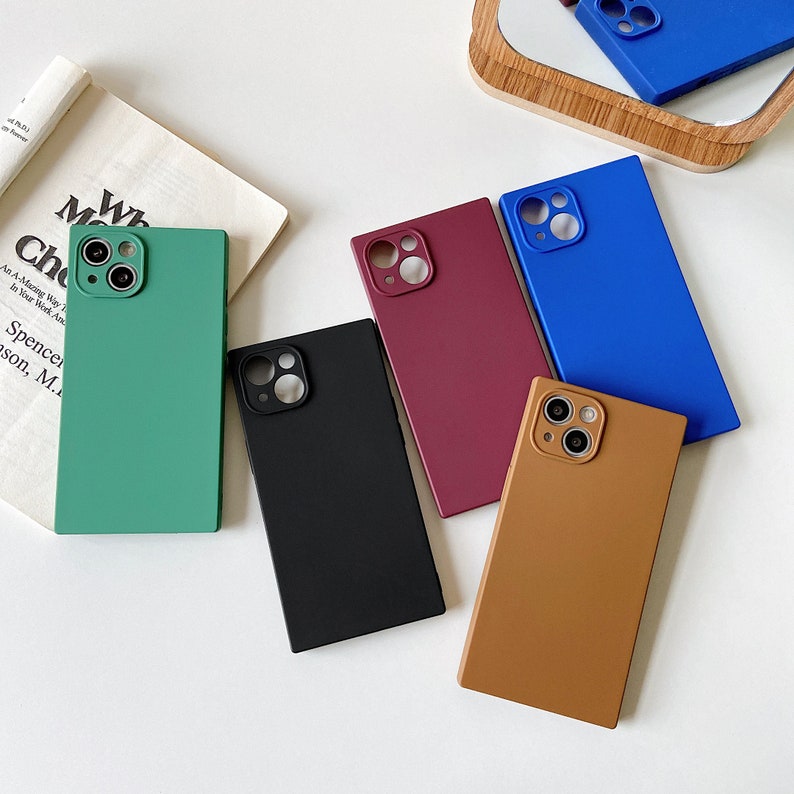 Square Iphone 14 Pro Max Case 13 12 11 Square Silicone Etsy